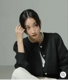 【ナノユニバース】ライトスポンディッシュパールボタンカーディガン　ブラック