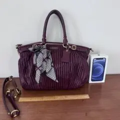 COACH バック　マディソンギャザードレザーソフィア　リボン(スカーフ使い）付