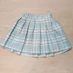 ライトグリーン チェック プリーツスカートインナーパンツ付 130