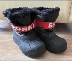 SOREL 子ども用ブーツ 15cm ブラック/レッド