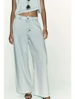 【新品】ZARA（ザラ）、ワイドレッグデニムパンツ、13号