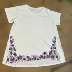 花柄プリント 半袖AラインTシャツ ホワイトのサムネイル