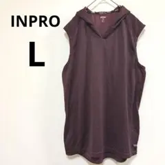 INPRO 【L】速乾 軽量 ノースリーブ パーカー マロン ランニング ジム