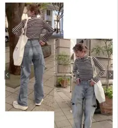 GRL スリットデニムワイドパンツ cu420