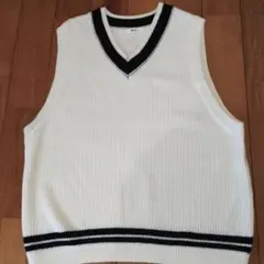 WEGO Vネックリブ編みベスト M