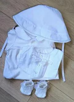 ベビー　セレモニードレス　2WAYオール　帽子、スタイ、靴下の4点セット