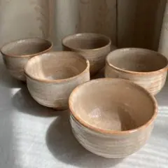 未使用 美品 萩焼 瑞峰窯 大野瑞峰 湯呑 5客 煎茶碗 切高台 湯のみ 湯