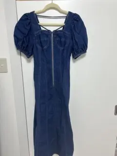 リリアンカラットデニム パフスリーブ マキシワンピース