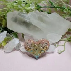 癒しのオルゴナイト❤️ローズクォーツ＋アクアマリンのハート型♡ 癒しのオルゴナイト❤️インカローズ＋アクアマリンのハート型