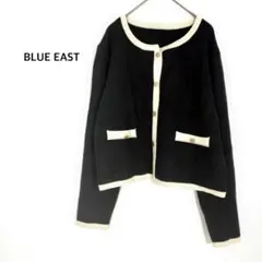 ブルーイースト◉カーディガン ブラック 金釦 厚手 ノーカラーニットジャケット