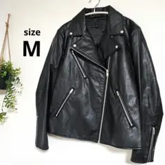 UNIQLO ブラック フェイクレザー ライダースジャケット M
