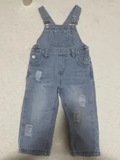 【即購入OK】【90cm】男の子ダメージポケットデニムオーバーオール