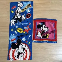 ディズニー　ミッキー　ミニー　フェイスタオル　スポーツタオル　ハンドタオル　2枚