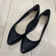 tsumori chisato♡ブラックレザー ポインテッドトゥパンプスのサムネイル