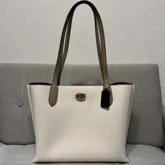 美品/coach ローラキャリーオール 30ホワイトショルダー トートバック 