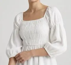 【INGNI】バックレースアップ フリル パフスリーブ トップス ホワイト M