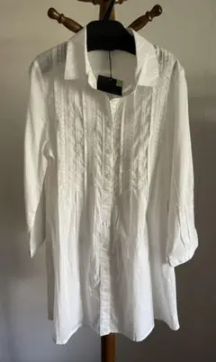 【新品タグ付】2枚セット！ホワイト&ブルー涼しげやわらかコットンチュニック