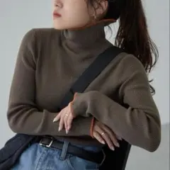 チャオパニック　アンチピリング配色ステッチタートルニット