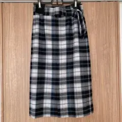 アンタイトル xxsチェック柄リボン付きタイトスカート