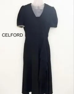 美品✨セルフォード 襟 カラー ロングワンピース ジャガード レース 花 