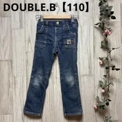 ダブルビー　ミキハウス　デニム　ストレート　ロゴ刺繍【110】ブルー