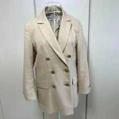 ラトータリテ　リネン混　ダブル　ジャケット　ベージュ　七分袖　金ボタン　日本製のサムネイル