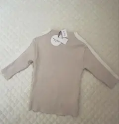 新品❤️ROSETE ベージュリブ編み五分袖ニット Sサイズ