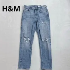 r12【H&M】ボーイフレンドデニム　ダメージ　クラッシュ　ローウエストのサムネイル
