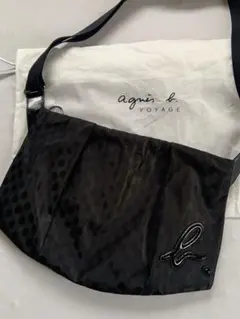 アニエスベー VOYAGE ショルダーバッグ 黒 ドット柄 保存袋付き 送料無料