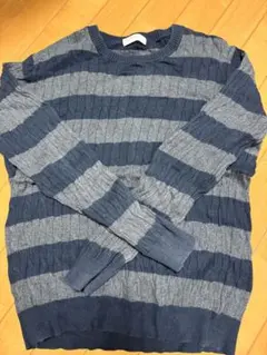 BACK NUMBER ニットセーター M ネイビー グレー ストライプ