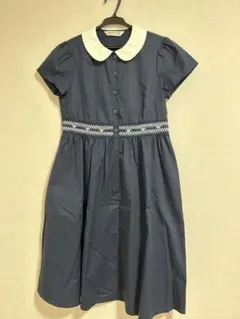 CHOPIN ネイビー 紺　白襟半袖ワンピース 150cm