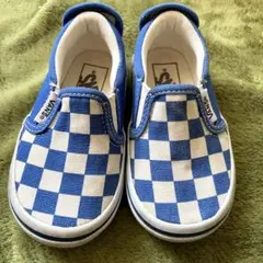 Vans 青と白のチェック スリッポン 14cm-15cm