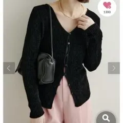 オメカシ　ベロアモール2WAYカーディガン　ブラック　シャツ