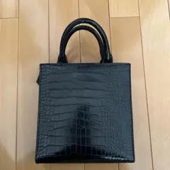 ブラック クロコダイル風 ハンドバッグ