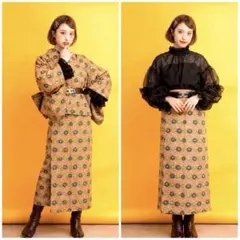 ウール着物　リメイク　セットアップ　簡単和洋折衷コーデ　M〜Lサイズ 薄手