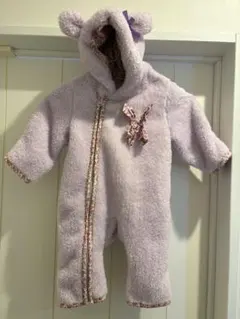 【値引き】ラベンダー フリースロンパース 耳付き