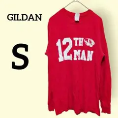 GILDAN【S】12TH MAN 長袖Tシャツ ロンT 赤/レッド プリント