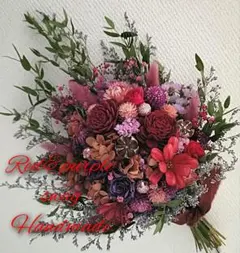 ♡Handmade♡ドライフラワースワッグRed&purple•*¨*•.¸♬♡