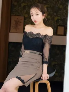 Tika オフショルダー レースドレス XXL