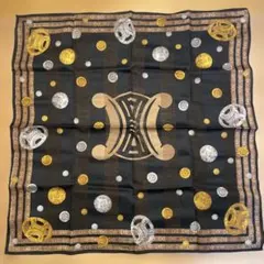 CELINE ゴールド＆シルバー　アクセサリーデザイン スカーフ