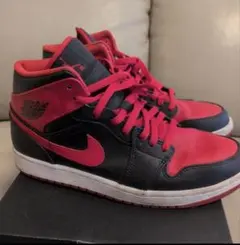 Nike Air Jordan 1 Mid Black Red 28cm6月限定