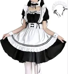 メイド服 コスプレ衣装 ホワイト×ブラック 豪華セット