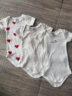 Petit Bateau ベビー肌着 3点セット 12m／ロンパース