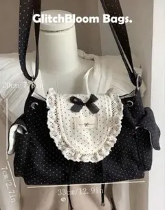 SHEIN ドット柄 レースフリル ショルダーバッグ