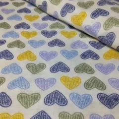 ✿ハートタイル<Wガーゼ>生地 布 はぎれ[ブルー系]