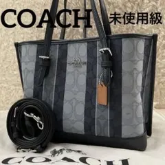 未使用級 コーチ モリー トート25 2way デニム ハンドバッグ ショルダー