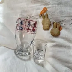 【新品未使用】【匿名配送】ミッフィ脚付グラス　グッズセット