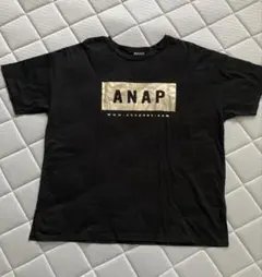 ANAP 半袖Tシャツ ブラック ゴールドロゴ フリーサイズのサムネイル