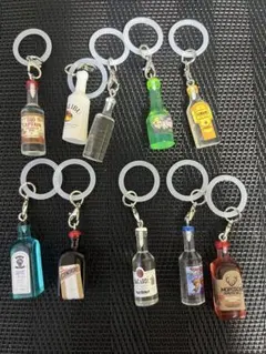 ミニチュアボトル めじるしキーホルダー 10点セット　目印に　お酒