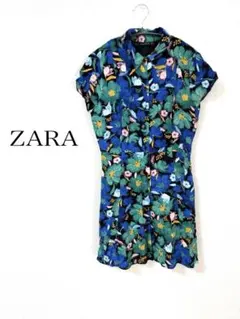 ZARA ザラシャツワンピース ミニワンピース 花柄 エレガント フェミニン